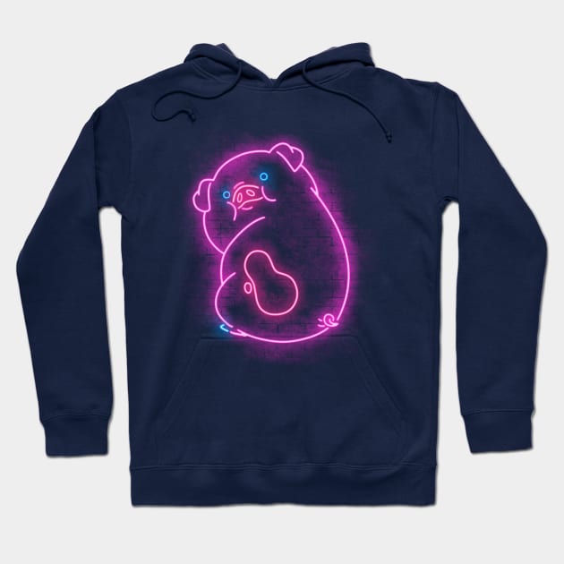 Neon pig Hoodie by Cromanart